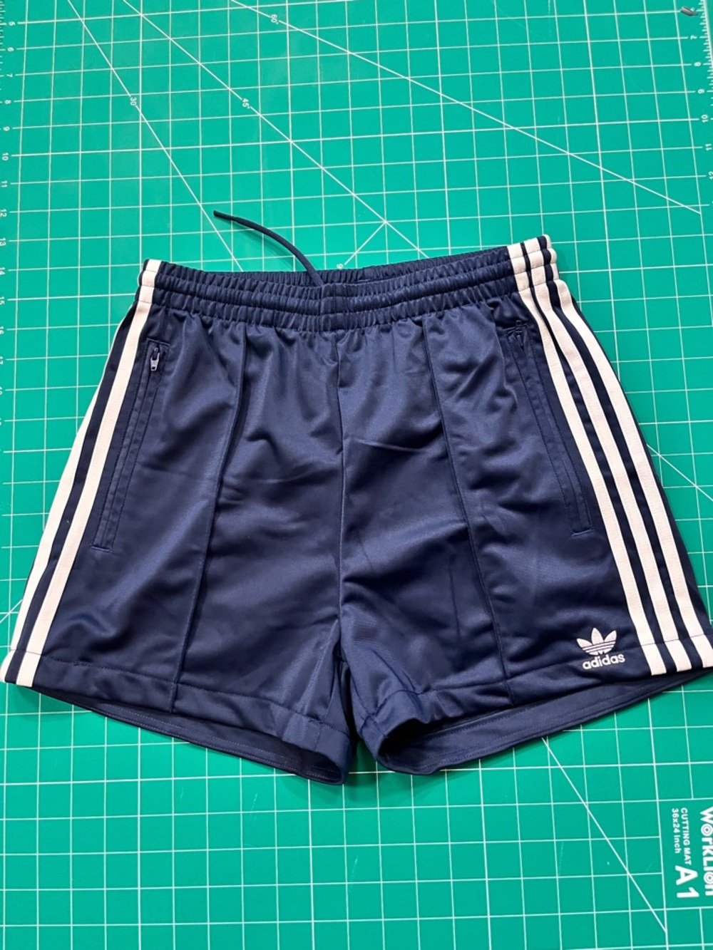 adidas Navy Blue 3-Stripe Track Shorts with Trefoil